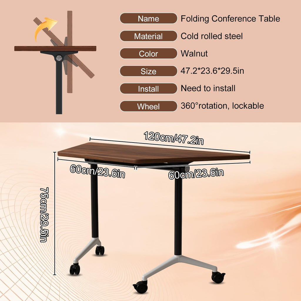 Folding Conference Table, 8 Pack Modern Flip Top Mobile Training Tables