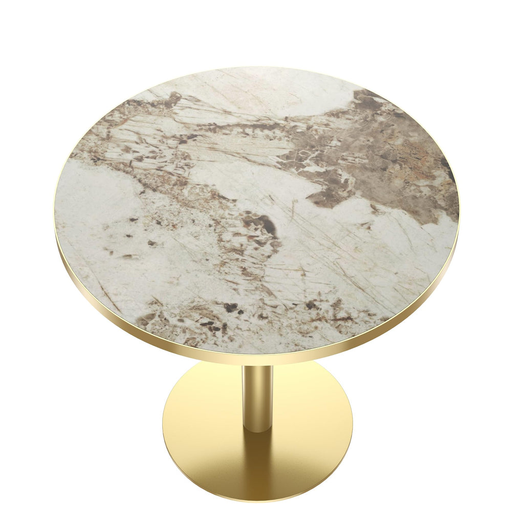 31.5" Round Tulip Dining Table, Mid-Century Tulip Table Kitchen Tulip Dining Table 2 People with Faux Marble Table Top & Stainless Steel Base for Office Living Room