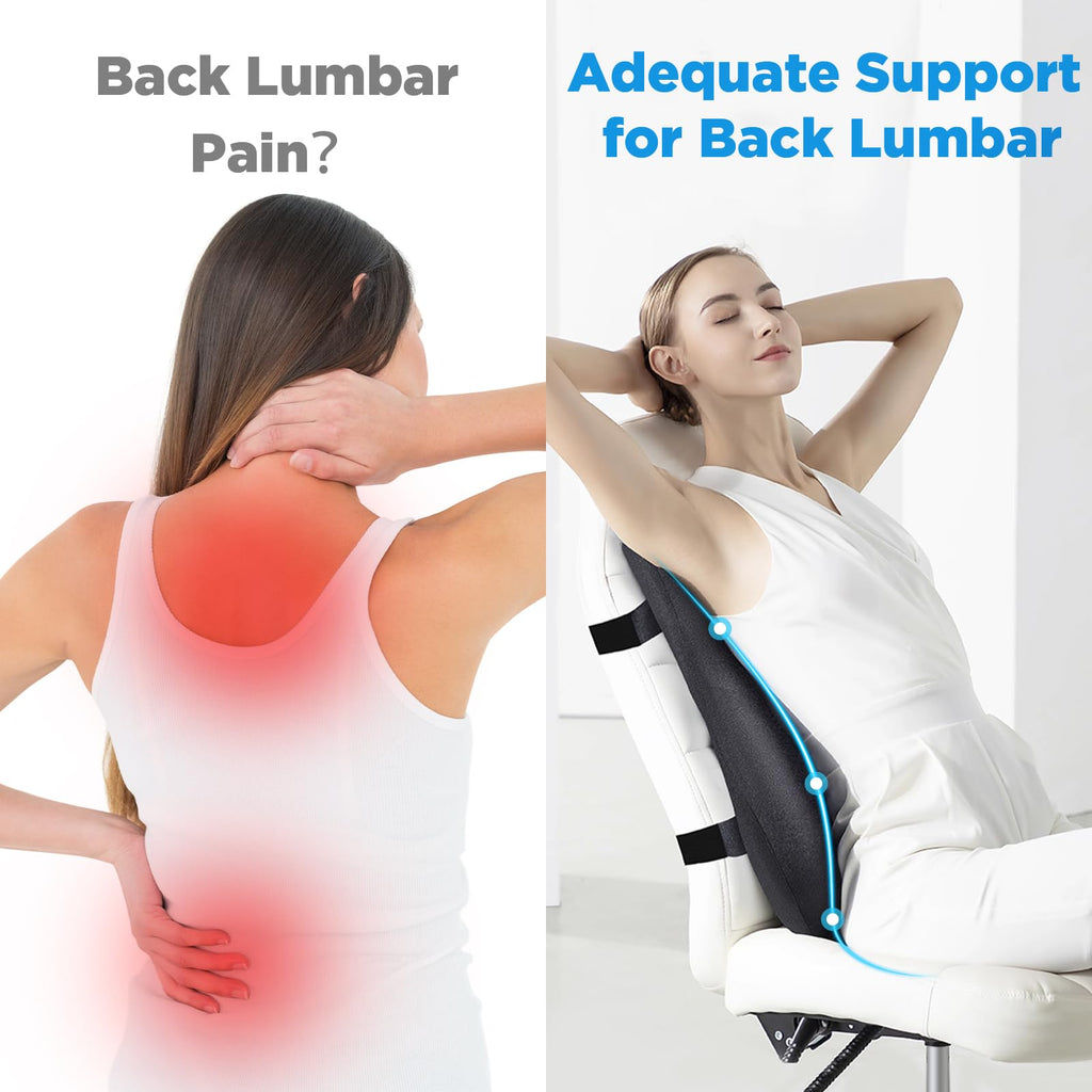 High Back Support Pillow for Office Chair, Fully Support Back Cushion - Memory Foam Lumbar Support Pillow for Office Chair, Desk, Gaming Chair, Promotes Posture Pain Relief Adjustable Straps