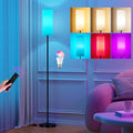 64'' Floor Lamps for Living Room with Remote Control and RGB + Stepless Dimmable Colors Temperature & Brightness, 9W Smart Bulb Included(White Shade & Black Pole)