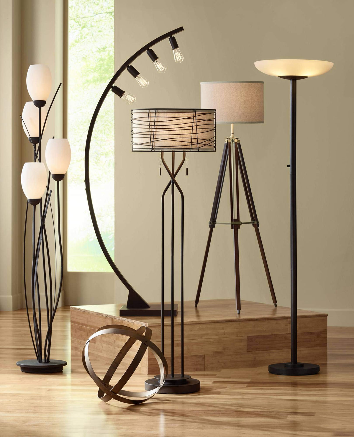 Light Blaster 72" Tall Bronze 4-Light Torchiere Floor Lamp