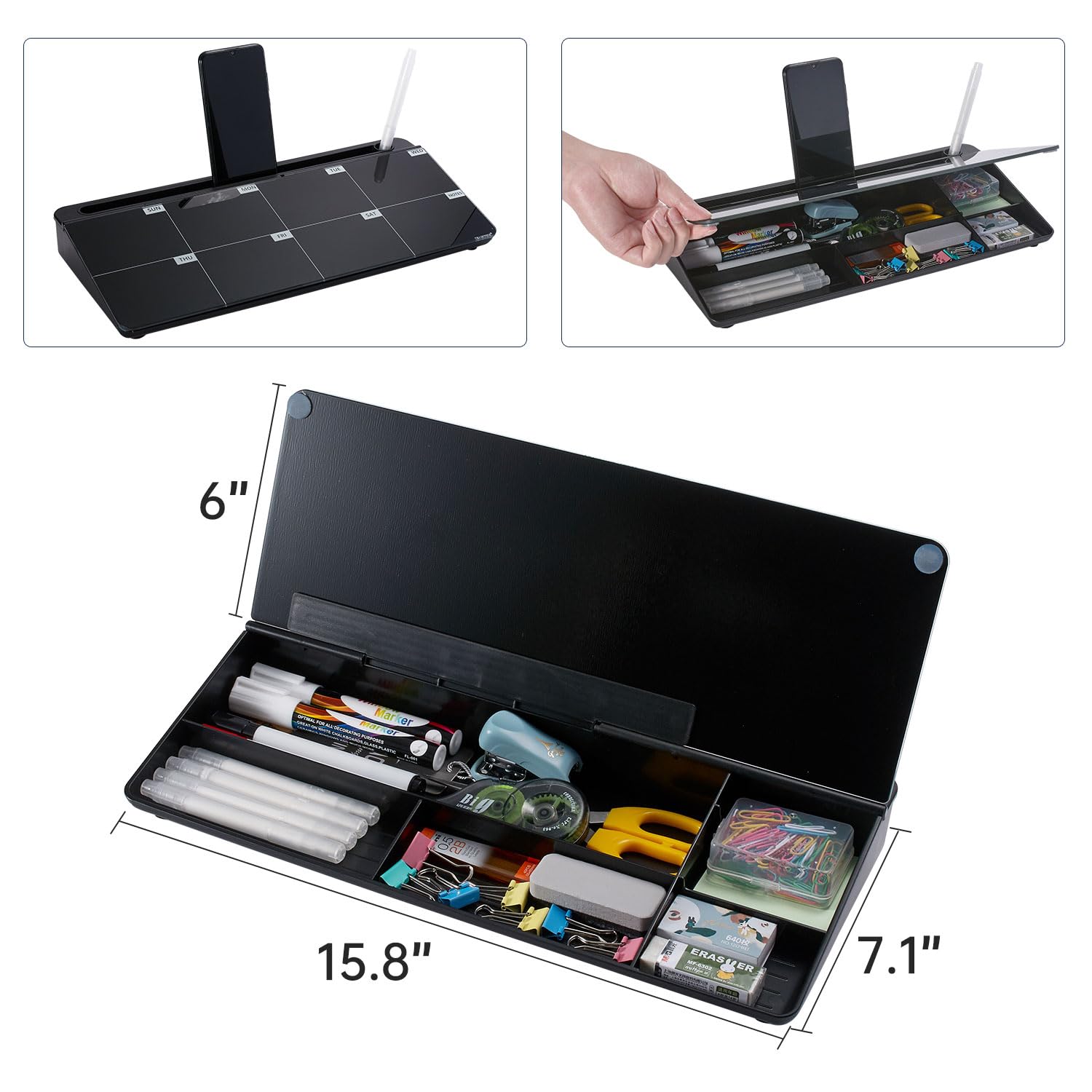 Desktop Whiteboard Dry-Erase-Board - Computer Keyboard Stand White Board Surface Pad with Drawer, Desk Organizers with Accessories for Office, Home, School Supplies