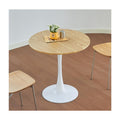 Hansweld Round Dining Table, 24" Circle Tulip Table with Thickened Tabletop & Metal Pedestal, Mid Century Modern Bistro Table for Kitchen, Small Places, Living Room, Cafe (Light Brown)