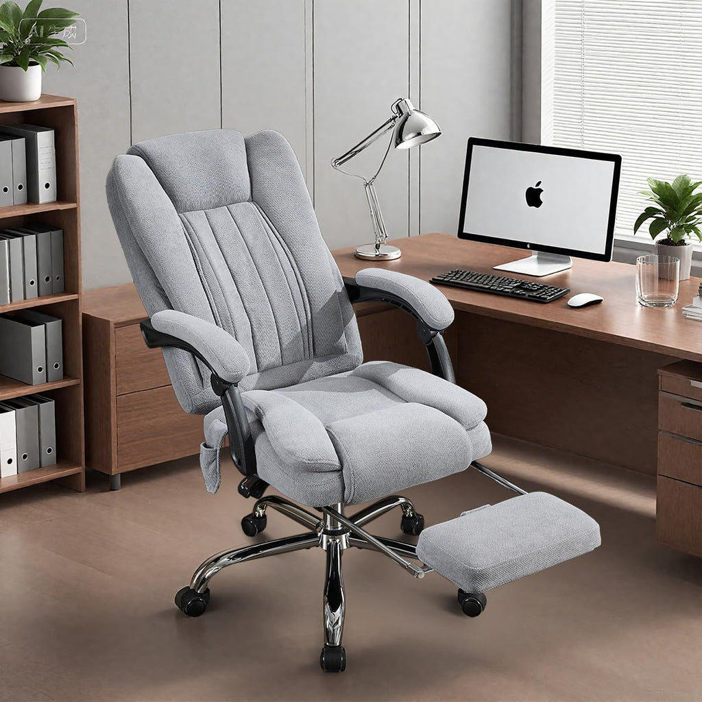 6 Points Vibration & Heat Massage Office Chair with Foot Rest,500lbs Big and Tall Office Chairs,Ergonomic Reclining Desk Chair for Home Office,Gaming