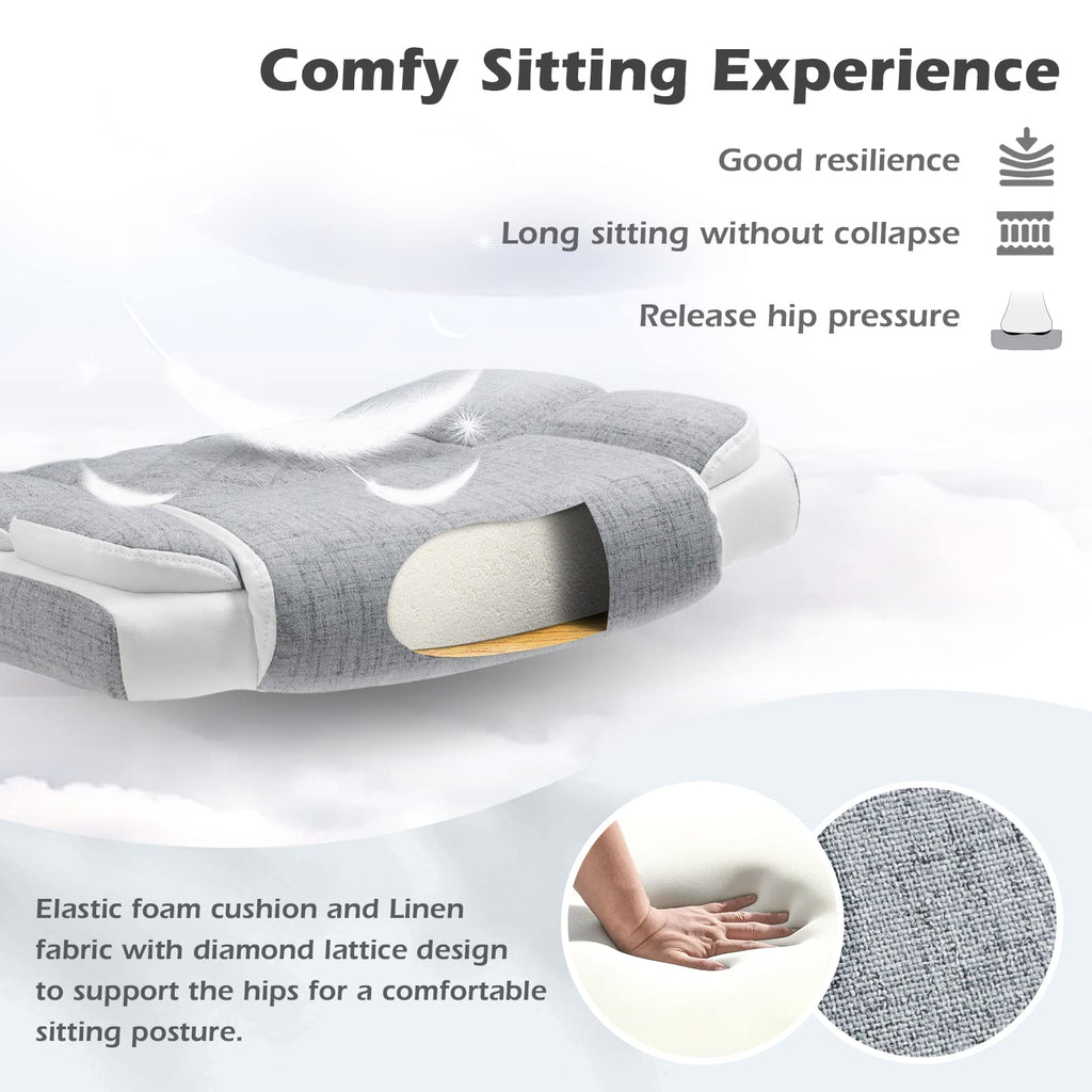 Home Office Desk Chairs Grey Linen Fabric Executive Office Chair with Wheels and Arms Comfortable Ergonomic Desk Chair for Adults and Teens
