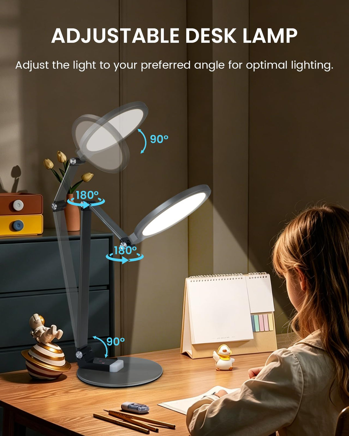 Desk Lamp for Home Office, Eye-Caring Diffused Table Lamp