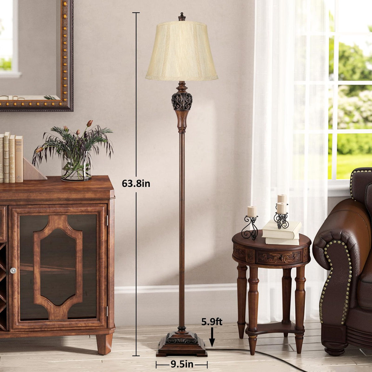Vintage Floor Lamp for Living Room, Traditional Tall Standing Lamp