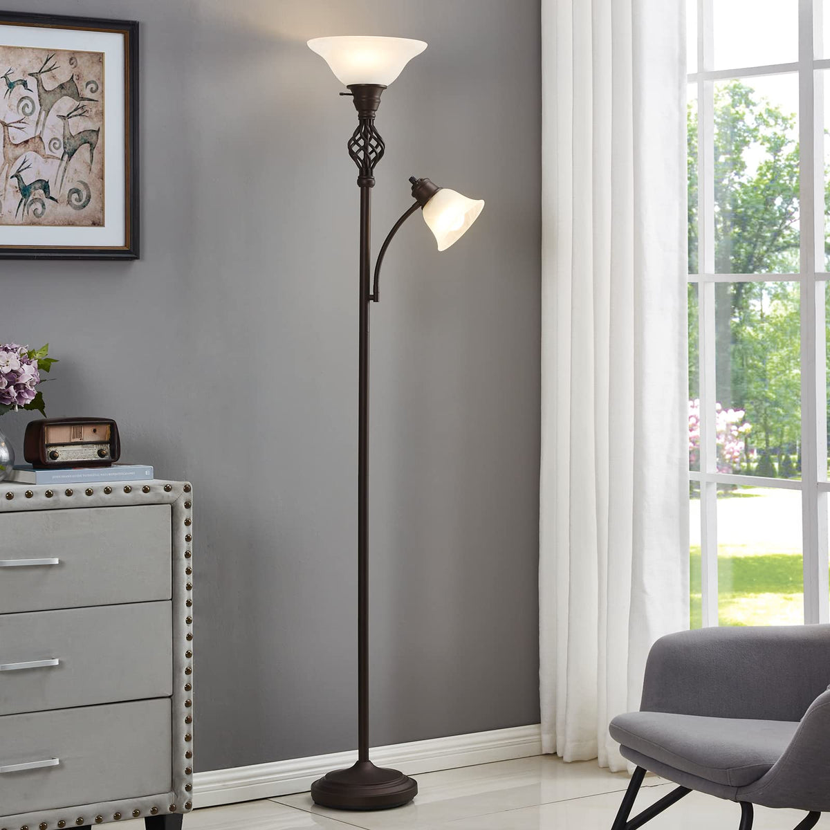 Torchiere Floor Lamp for Living Room, LED Standing Reading Light