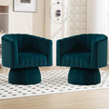 Swivel Accent Barrel Chair Set of 2- Cute Comfy Small Round 360° Arm Chair Velvet Sofa Club Reading Chair for Office Living Room Bedroom Green
