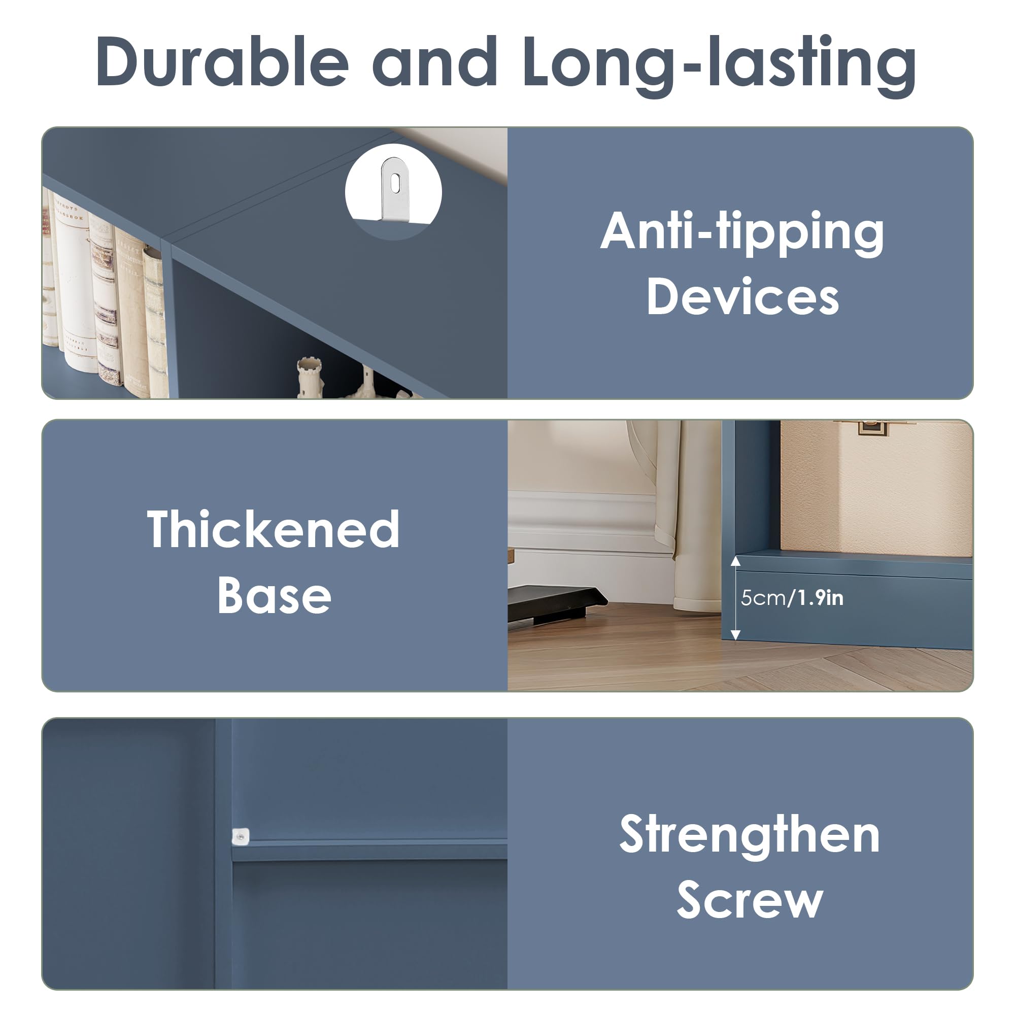 Triple Wide Bookshelf, Large Bookshelf with 17 Display Shelves