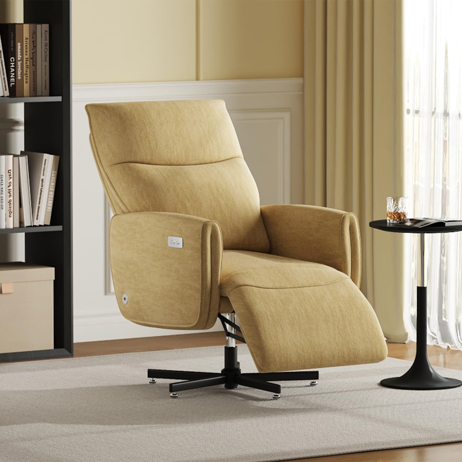 Power Reclining Adjustable Swivel Chair, Ergonomic Executive Office Chair, 90°-125° Tilt, Velvet Upholstery, Built-in USB Charger, 360° Rotation & Height Adjustment, Modern Desk Chair for Home Office