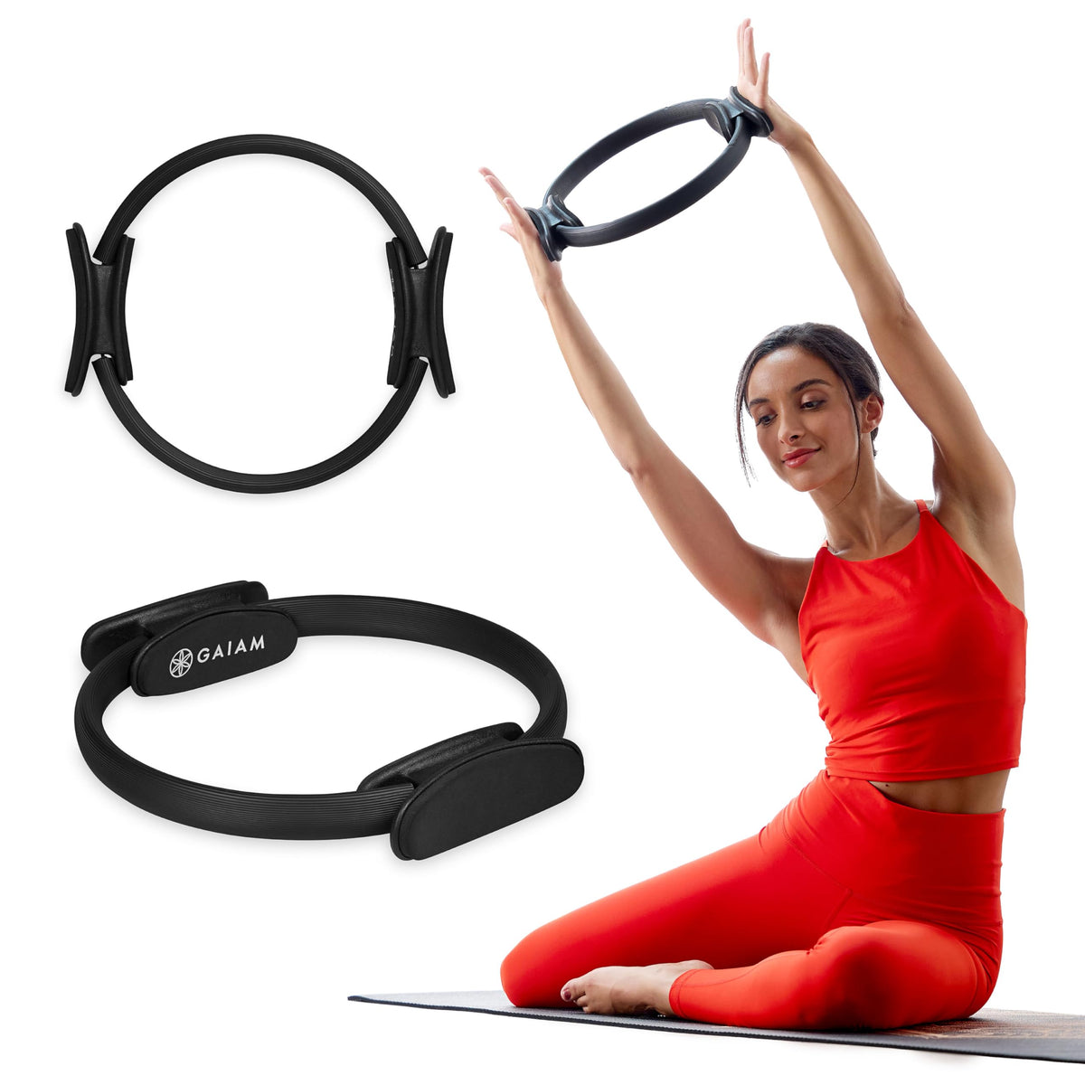 Pilates Ring Fitness Circle, Toning Arms, Legs & Core (15", Black)