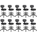 Pack of 10, Drafting Chair with Backrest – Adjustable Foot Rest Rolling Stool with Wheels, PU Leather Swivel Stool for Office Spa Studio Lab Counter Salon Home Work Bar Kitchen Shop(Black)