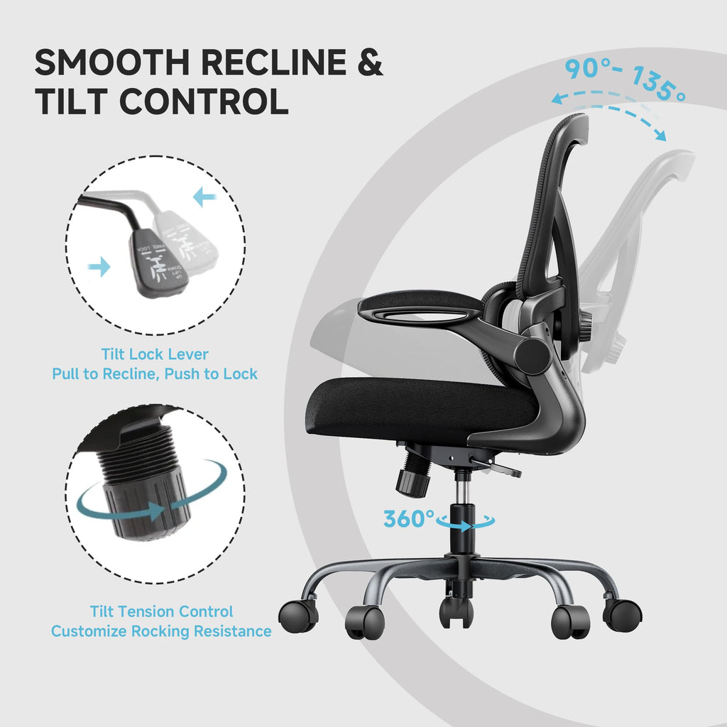 Mesh Office Chair, 330LBS Ergonomic Desk Chair with Adjustable Lumbar Support, Executive Computer Chairs for Home Office, Black