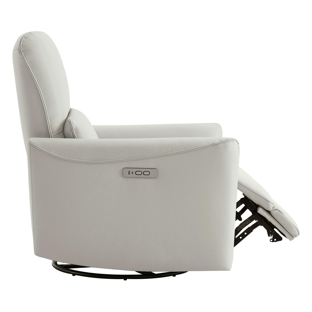 Power Recliner Chair Swivel Glider, FSC Certified Upholstered Faux Leather Living Room Nursery Reclining Sofa Chair with Lumbar Support, Cream