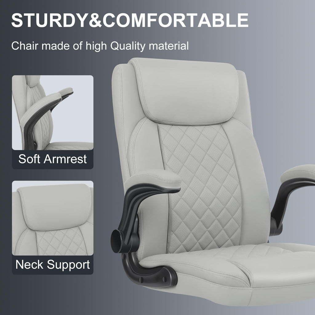 Drafting Chair, Tall Office Chair for Standing Desk, Standing Chair with Adjustable Height and Flip-up Armrest, Leather Drafting Chair, High Office Chair for Counter Height Desk