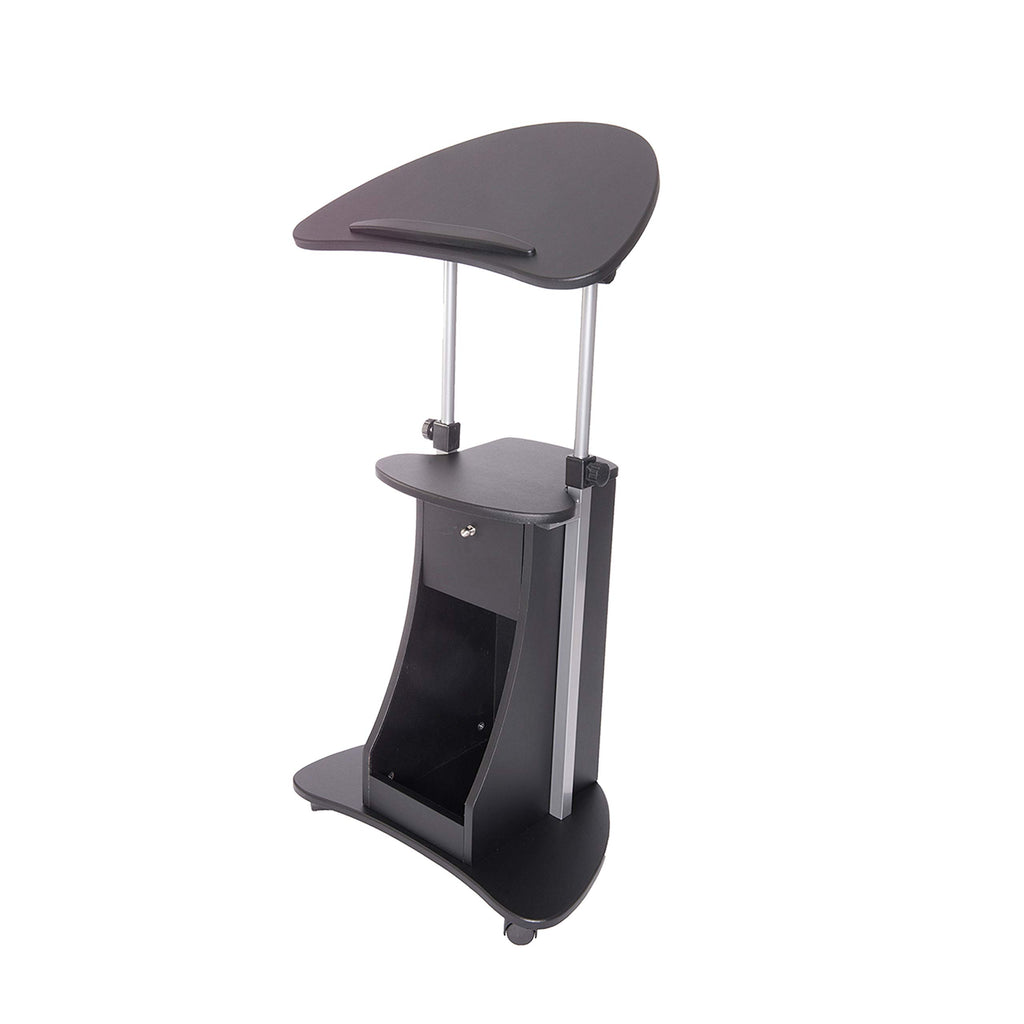 Sit-to-Stand Mobile Medical Laptop Computer Cart, Black, Adjustable Height, B005