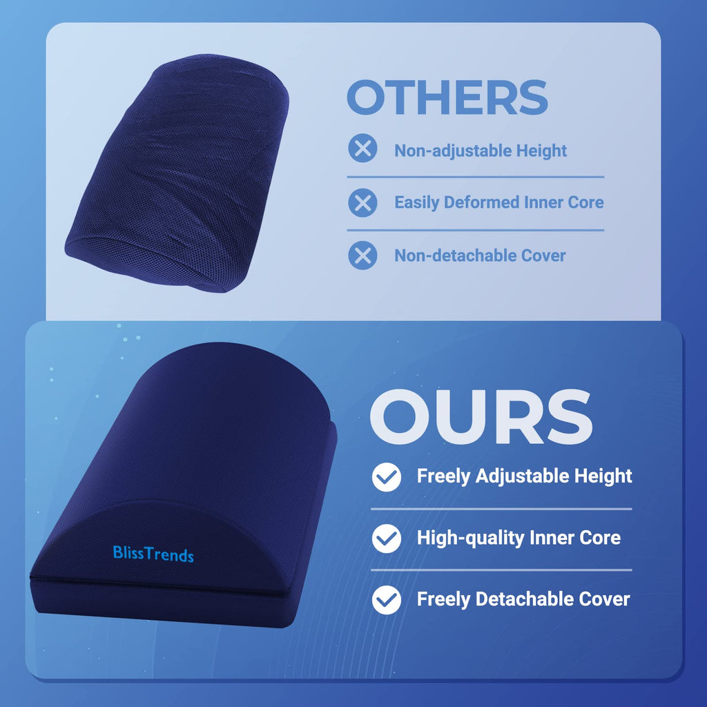 Foot Rest for Under Desk at Work - Versatile Foot Stool with Washable Cover - Comfortable Footrest with 2 Adjustable Heights for Car, Home and Office to Relieve Back,Lumbar,Knee Pain-Blue