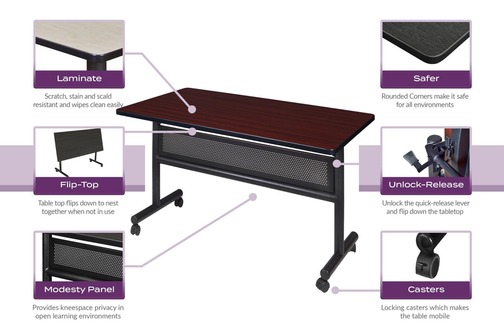 Mobile Kobe Flip Top 48 x 30 inch Mahogany