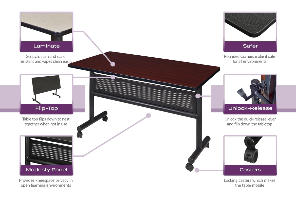 Mobile Kobe Flip Top 48 x 30 inch Mahogany