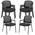 Set of 8, Black Stacking Chairs Stackable Waiting Room Chairs with Armrest, Mesh Office Reception Guest Chair for Home Desk Conference Lobby Church Medical Meeting Training Ergonomic