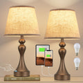Touch Lamps for Nightstand, 3 Way Dimmable Bedside Lamps with USB C+A Ports