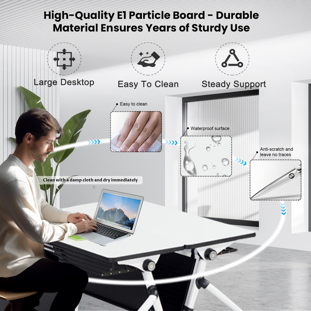 Folding Conference Tables,47.2x23.6x29.5in Modern Conference Room Tables Seminar Mobile Training Table,with Caster Modular Flip Top Meeting Table for Office Conference Room (White, 8 Pack)
