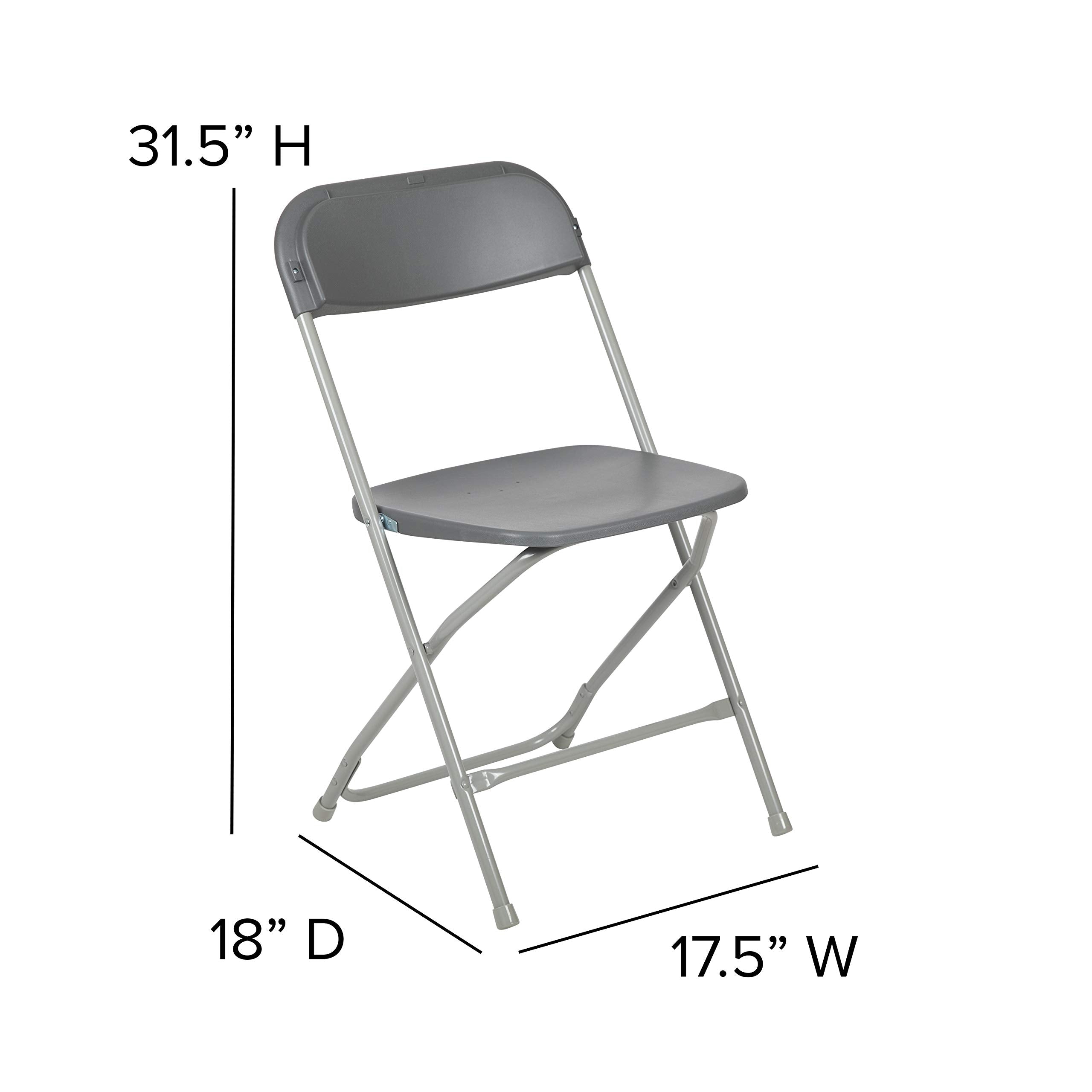 Hercules Series Plastic Folding Chair - Grey - 650LB Weight Capacity Comfortable Event Chair - Lightweight Folding Chair