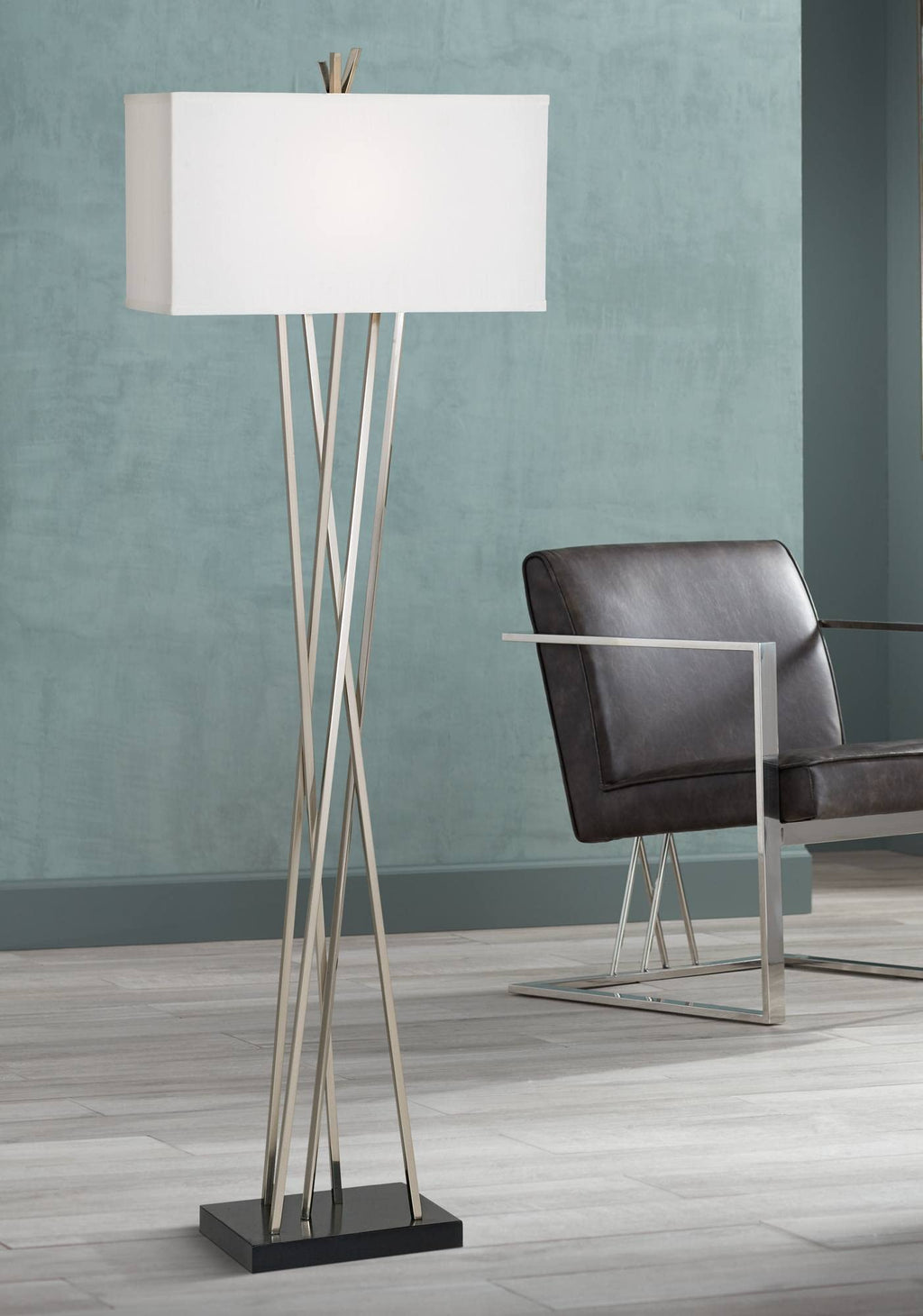 Asymmetry 63 1/2" Tall Brushed Nickel Modern Floor Lamp