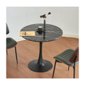 Hansweld Round Dining Table, 31.5" Circle Tulip Table with Thickened Tabletop & Metal Pedestal, Mid Century Modern Bistro Table for Kitchen, Small Places, Living Room, Cafe (Marble Pattern Black)