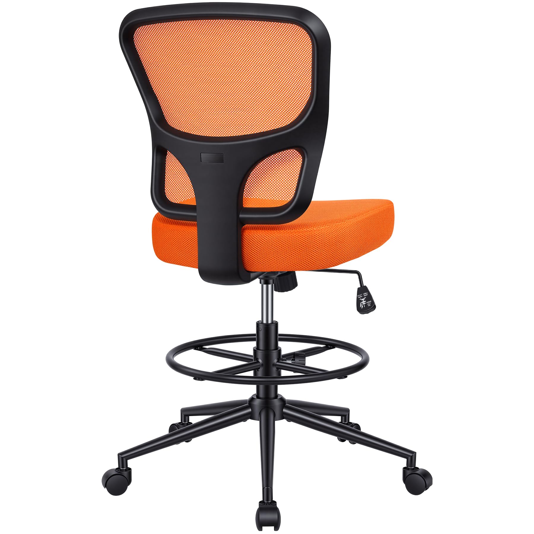 Armless Drafting Chair Tall Office Chair for Standing Desk - Adjustable Height Mesh Ergonomic Drafting Stool with Foot Ring & Wheels, Rolling Counter Height Computer Chair for Home Office