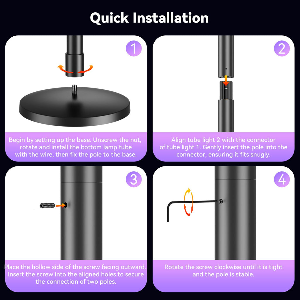 RGB LED Corner Floor Lamp, Music Sync, App Remote, Ambient Lighting