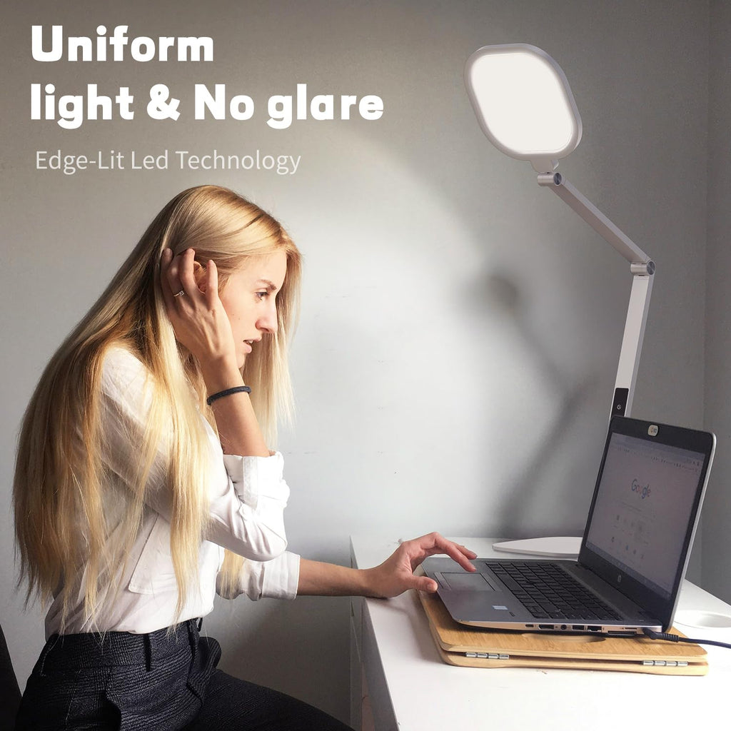 LED Desk Lamp for Home Office, Soft Edge-lit Design, Modern Style