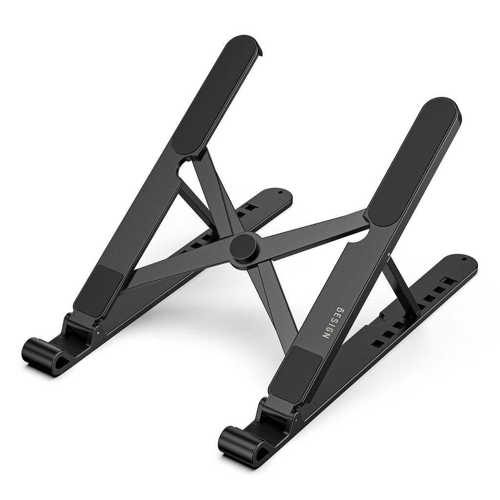 Pro Ergonomic Laptop Stand, Plastic Laptop Riser, Portable and Adjustable Notebook Computer Holder Compatible with 10-14" Laptops (Black)