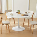 Hansweld 43.5" Tulip Table, Round Dining Table with Thickened Tabletop & Metal Pedestal, Mid Century Modern Bistro Circle Table for Kitchen, Small Places, Living Room, Cafe (White)