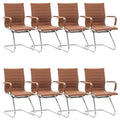 Conference Room Chairs Set of 8, Waiting Room Chairs with Arms, Reception & Waiting Room Seating, No Wheels Meeting Chairs with Mid Back Support and Chrome Sled Base, Cafe