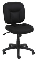 Low-Back Armless Office Desk Chair with Back Support, Adjustable Height, 360 Degree Swivel, Fabric Upholstery, Rolling Wheels, Black