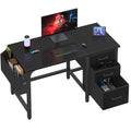 Computer Desk with File Drawers Cabinet, 47 Inch Reversible Home Office Desks with Filing Cabinet for Small Space, Gaming Study Writing Table PC Desks, Black