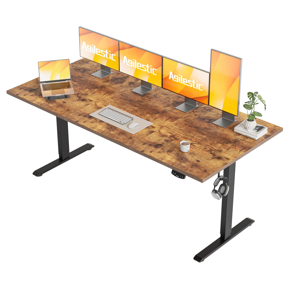 71*32 Inch Height Adjustable Electric Standing Desk, Rustic Brown
