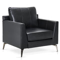 Modern Accent Chair, Faux Leather Lounge Armchair with Sloped Arms, for Living Room, Office, Reception, Waiting Room 4629 (1, Black)