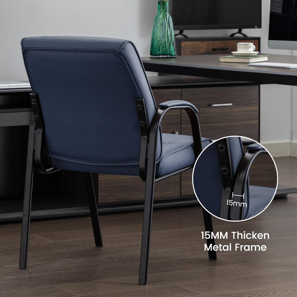 Office Guest Reception Chair Set of 2, Conference Room Chairs Waiting Room Chairs 2 Pack, Modern Leather Office Desk Chair No Wheels.
