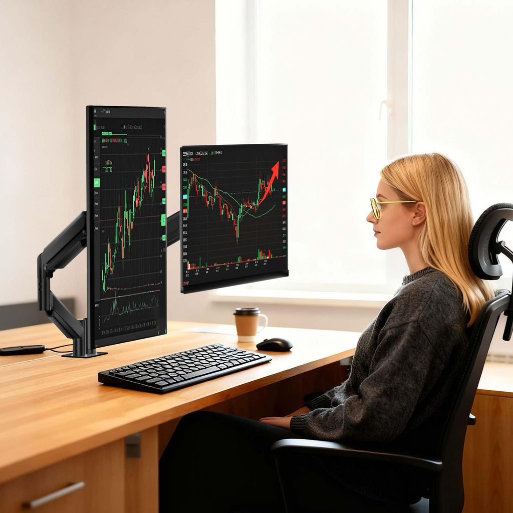 Dual Monitor Mount for 13-27 inch Screens, Dual Monitor Arms for 2 Monitors Holds 19.8 lbs, Adjustable Dual Monitor Stand for Desk, VESA Mount 75x75/100x100mm (GSMP002), Black