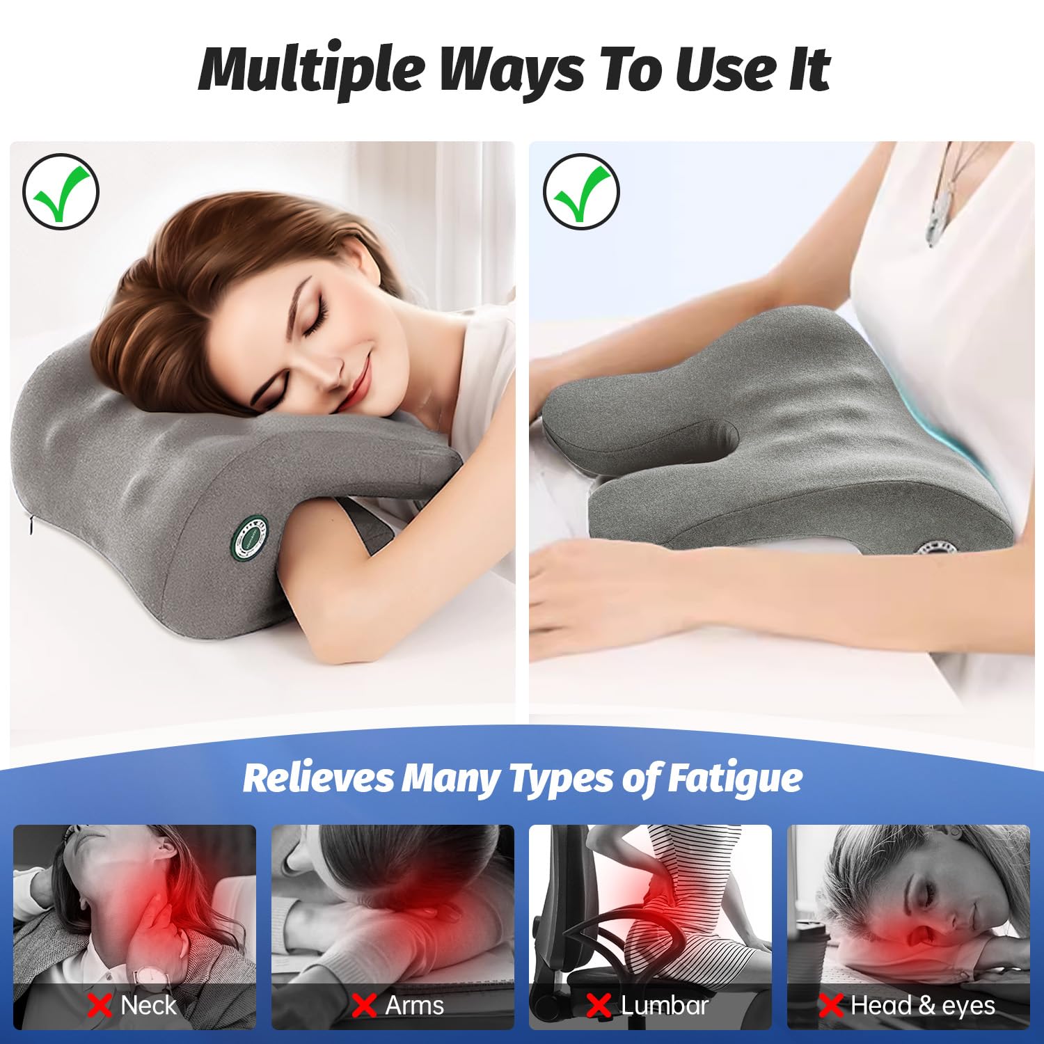 Headrest Office Chair Neck Pillow Ergonomic Memory Foam Desk Pillow for Napping - Multifunctional Comfort for Adult Workstations,Neck Support Pillow Chair for Car, Office, Gaming