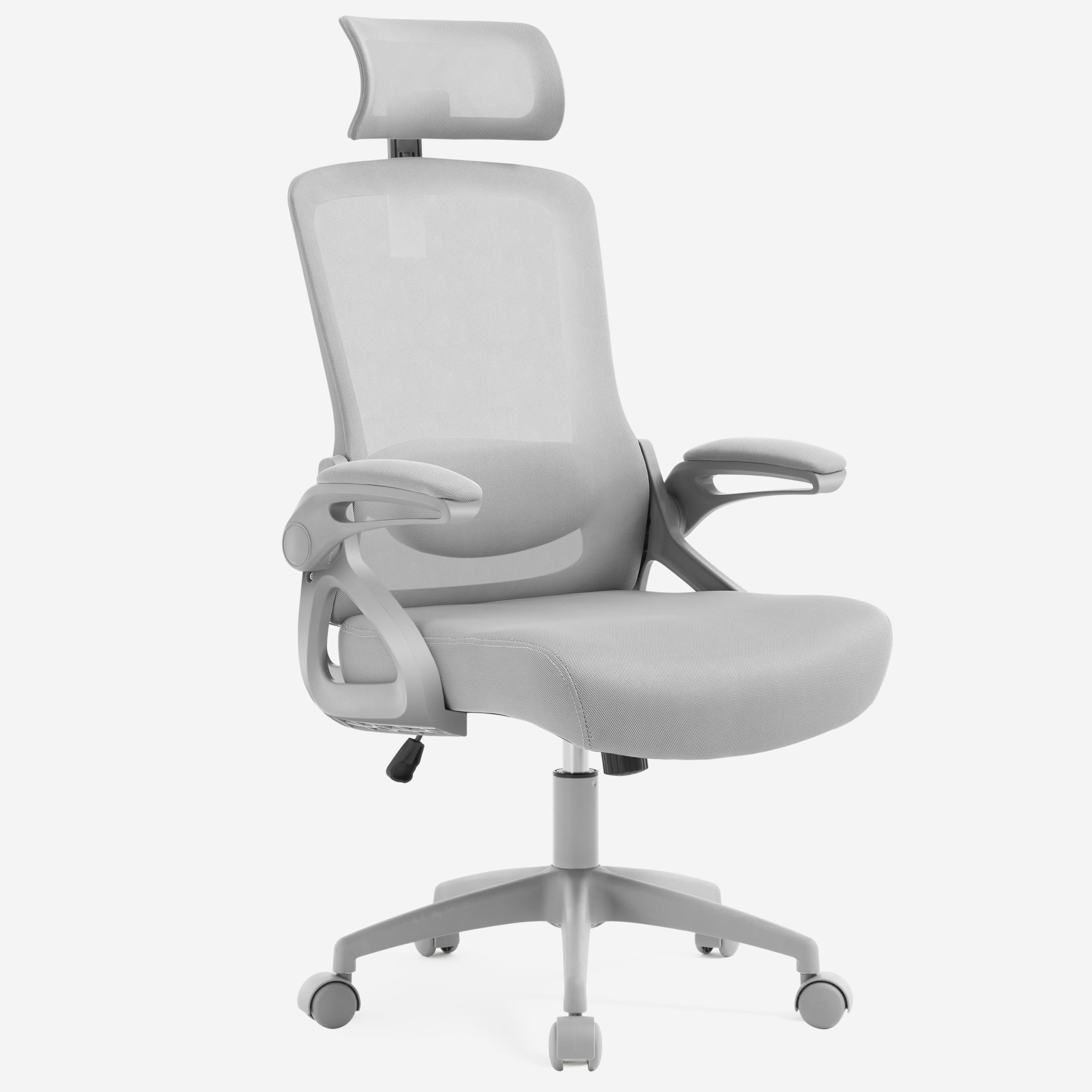 Office Chair, Ergonomic Office Chair with Adjustable Headrest Lumbar Support Computer Chair, 400 lbs Desk Chair Comfy with Flip-up Armrests - Gaming Chairs for Adults Home Office (Gray)