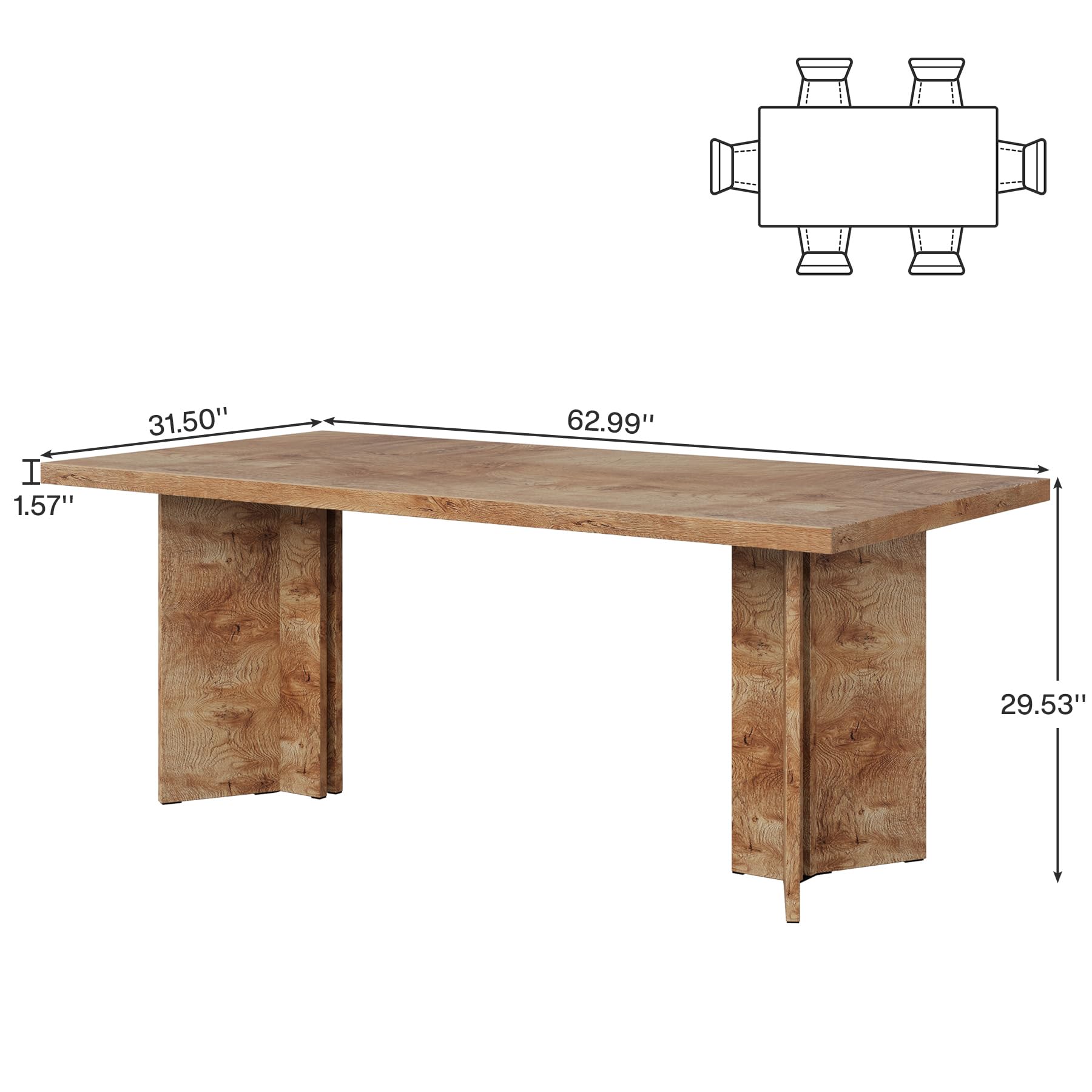 10.5FT Conference Table, Large Rectangle Meeting Seminar Table for 10-12 Person, Long Wooden Business Tables (Set of 2, Light Oak Brown)