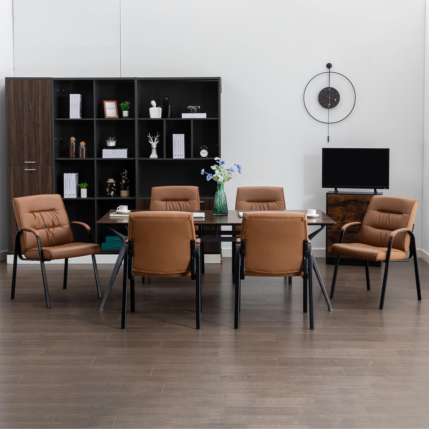 Office Guest Reception Chair Set of 4, Conference Room Chairs Waiting Room Chairs 4 Pack, Modern Leather Office Desk Chair No Wheels.