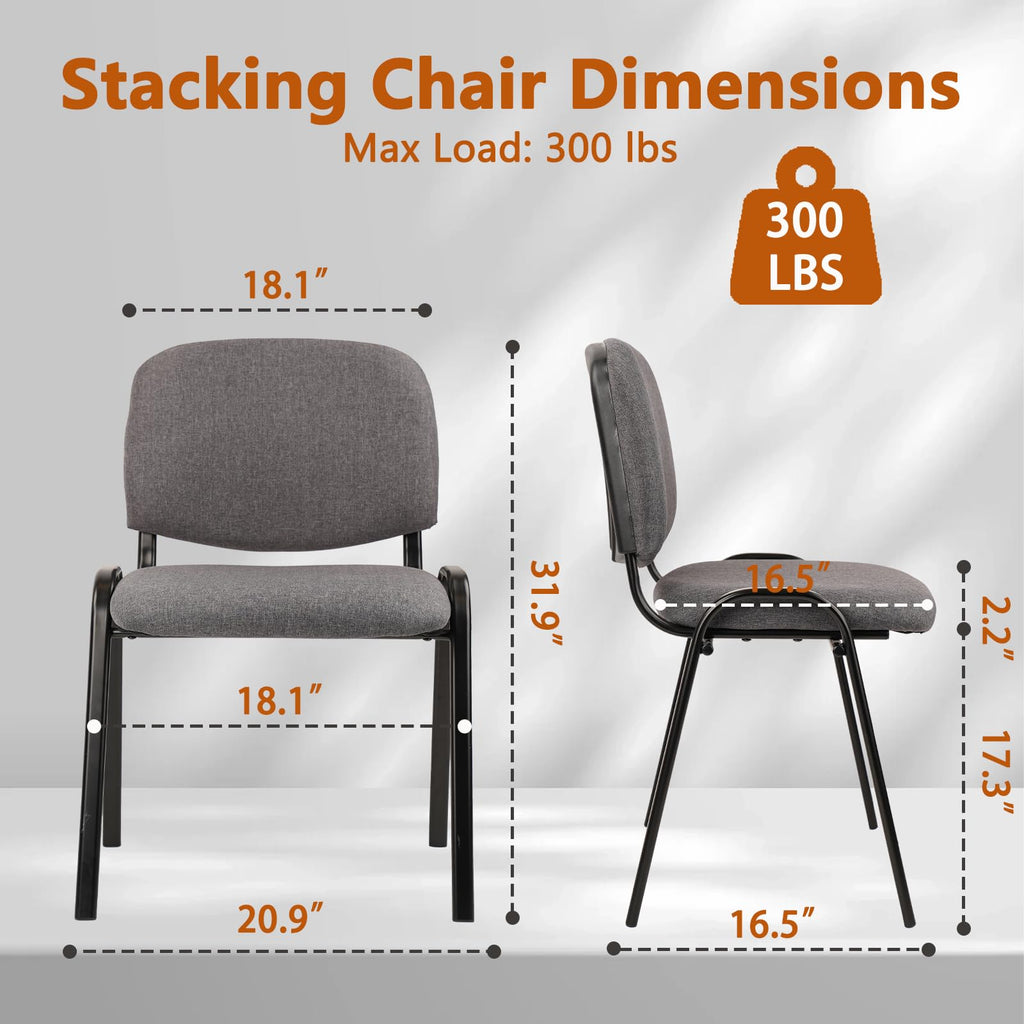 Waiting Room Chairs Fabric Stackable Chair Metal Frame with Lumbar Support and Thickened Seat Cushion for Waiting Conference Room Guest Chairs 1 Pack…
