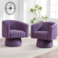 Swivel Accent Barrel Chair Set of 2, Cute Comfy Small Round 360° Arm Chair, Velvet Sofa Club Reading Chair for Office Living Room Bedroom Purple