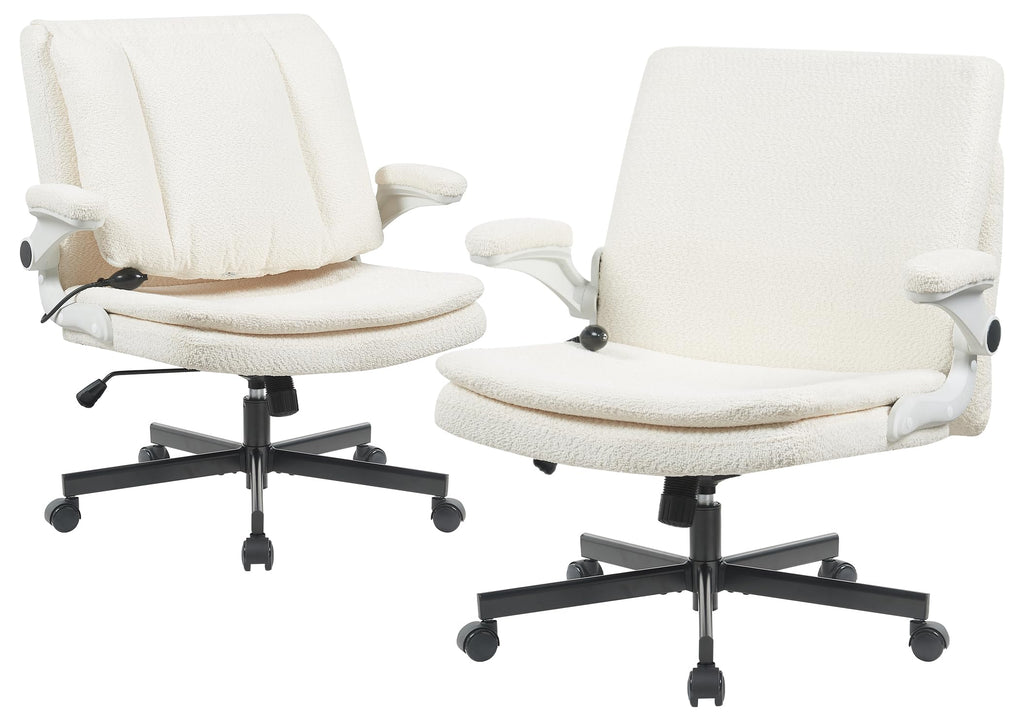 Criss Cross Office Chair with 2 in 1 Inflatable Flip-up Back, Ergonomic Wide Seat Desk Chair with Adjustable Arms and Wheels, Cross Legged Office Chair for Home & Office, Beige