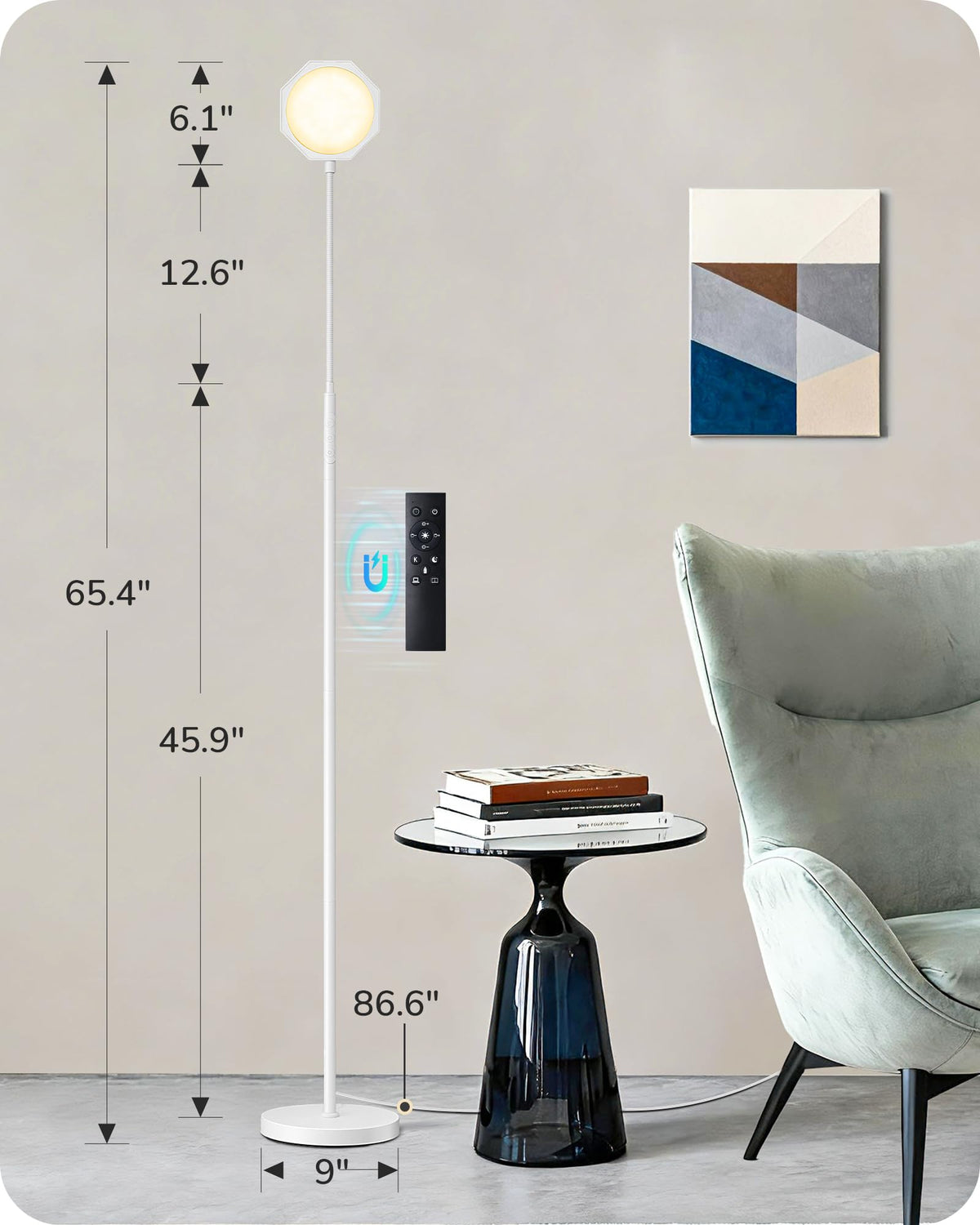 Gooseneck Floor Lamp 1300LM LED Floor Lamps for Living Room White